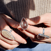 rutilated quartz silver gemstone ring