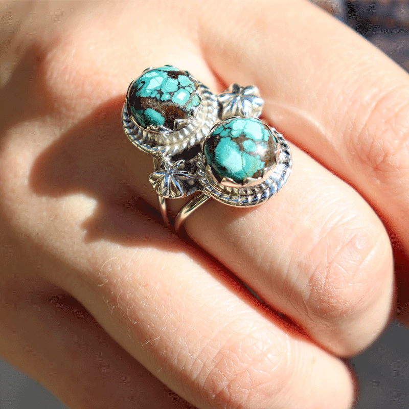 navarjo turquoise sterling silver gemstone ring