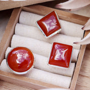 carnelian silver gemstone ring