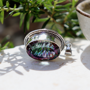 mystic topaz oval sterling silver gemstone pendant