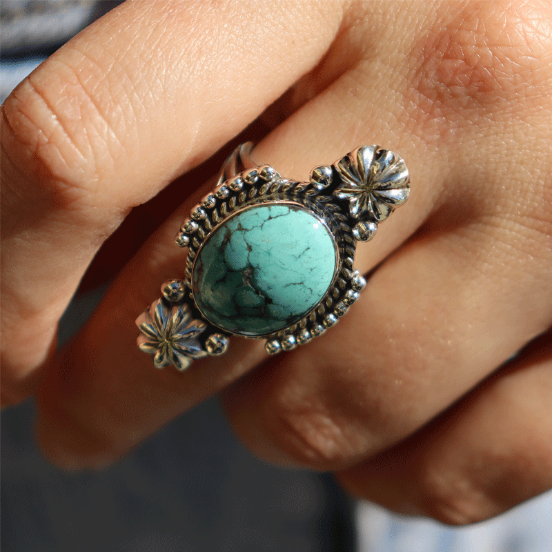navajo turquoise sterling silver gemstone ring