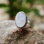 moonstone oval sterling silver gemstone ring