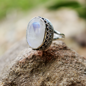 moonstone oval sterling silver gemstone ring