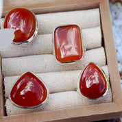 carnelian silver gemstone ring