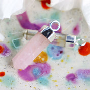 rose quartz silver point crystal pendant