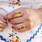 citrine square emerald cut sterling silver gemstone ring