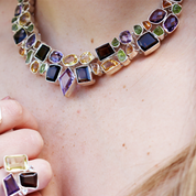 garnet peridot citrine amethyst multi sterling silver gemstone necklace