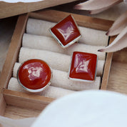 carnelian silver gemstone ring