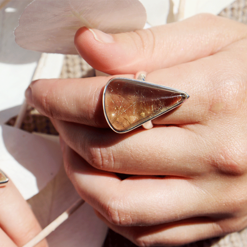 Eesha Rutilated Quartz Teardrop Ring