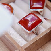 carnelian silver gemstone ring