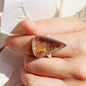 rutilated quartz silver gemstone ring