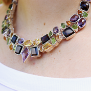garnet peridot citrine amethyst multi sterling silver gemstone necklace