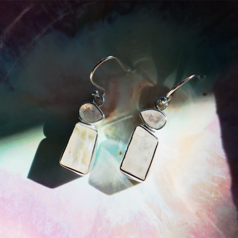 moonstone sterling silver gemstone earrings