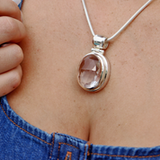 large clear quartz sterling silver gemstone pendant