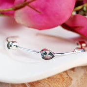 blue topaz silver gemstone bangle cuff