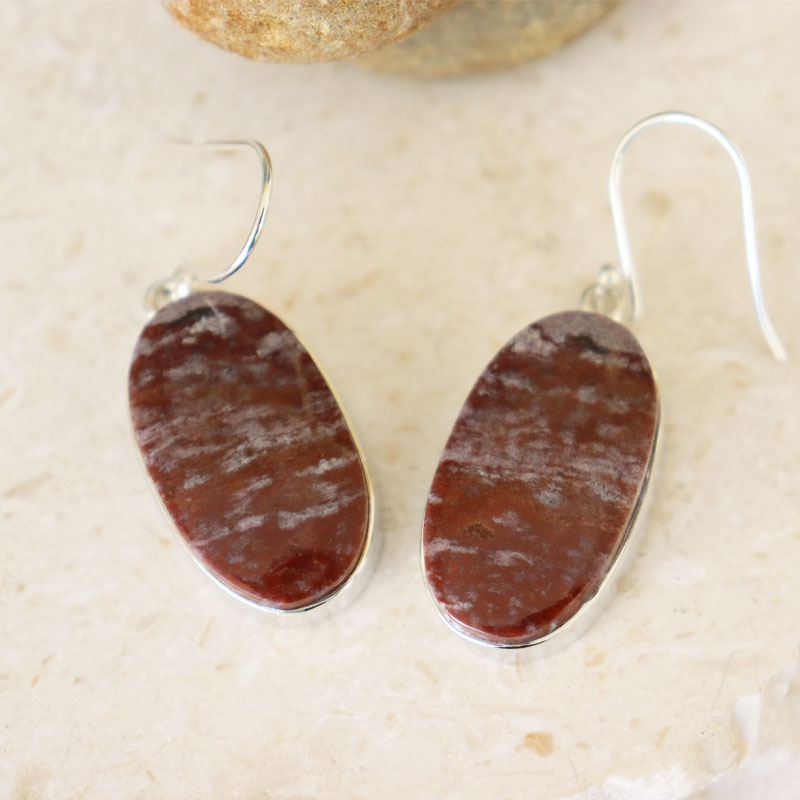 red jasper silver gemstone earrings