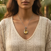 oval citrine sterling silver gemsotne pendant