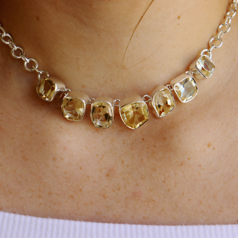 citrine sterling silver gemstone necklace
