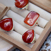 carnelian silver gemstone ring