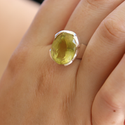 oval lemon quartz sterling silver ring