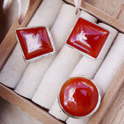 carnelian silver gemstone ring