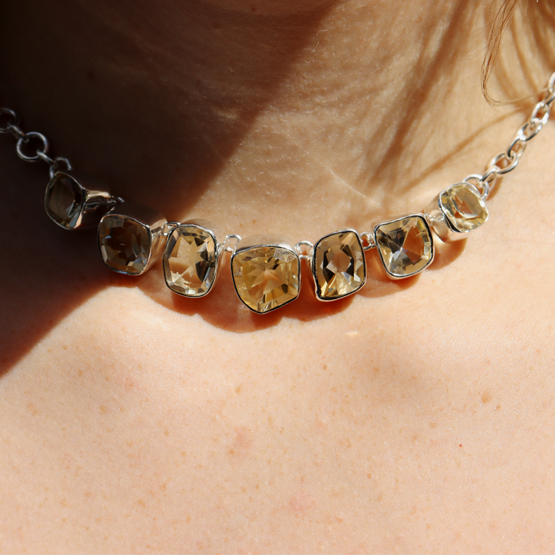 citrine sterling silver gemstone necklace