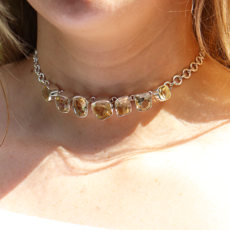 citrine sterling silver gemstone necklace