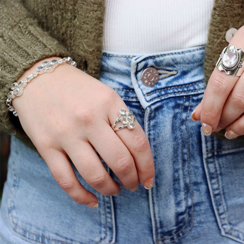 clear quartz sterling silver gemstone bracelet
