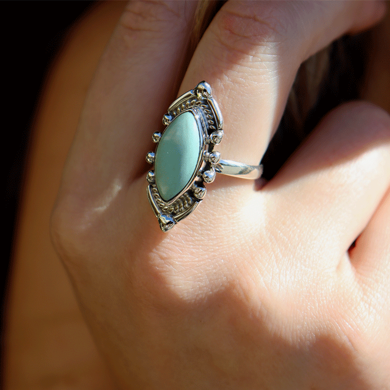 navarjo turquoise sterling silver gemstone ring