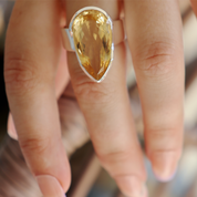 teardrop citrine sterling silver gemstone ring