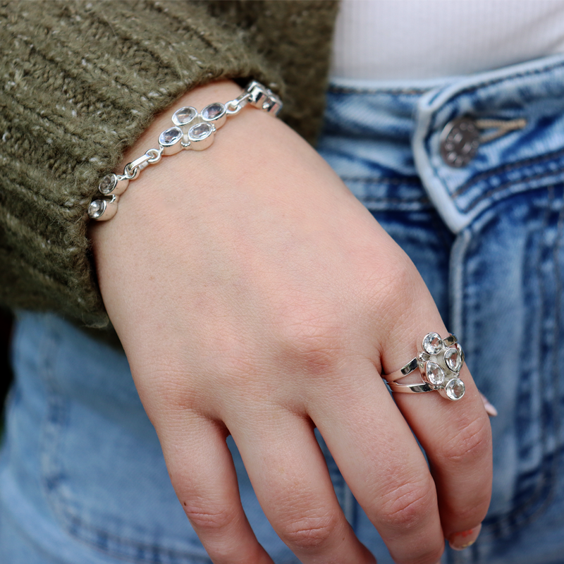 clear quartz sterling silver gemstone ring