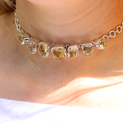 Citrine Statement Choker Silver Necklace