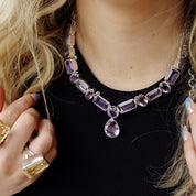 chunky amethyst gemstone sterling silver necklace