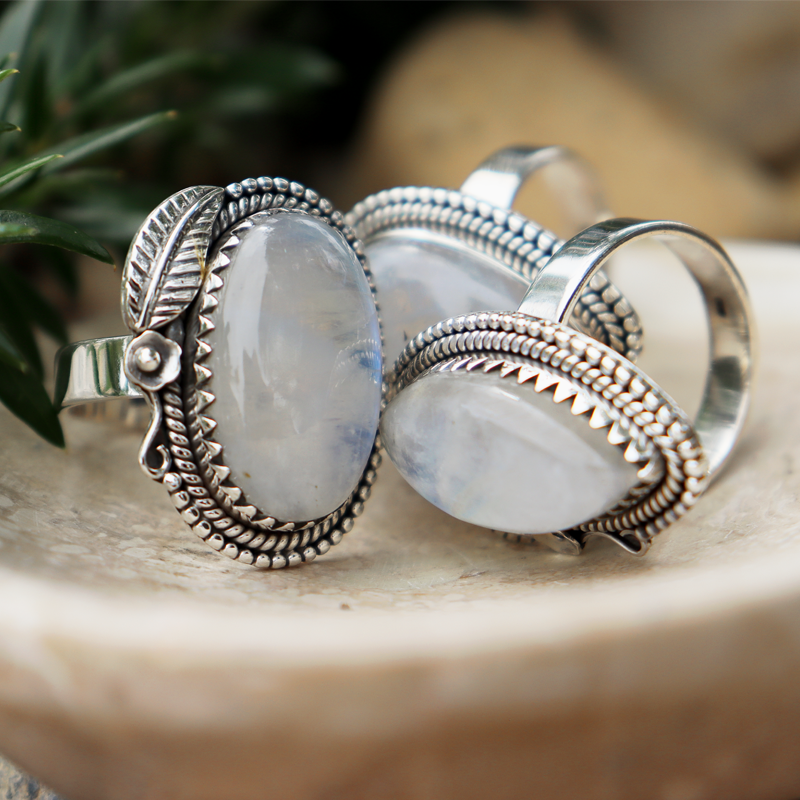 moonstone sterling silver gemstone ring