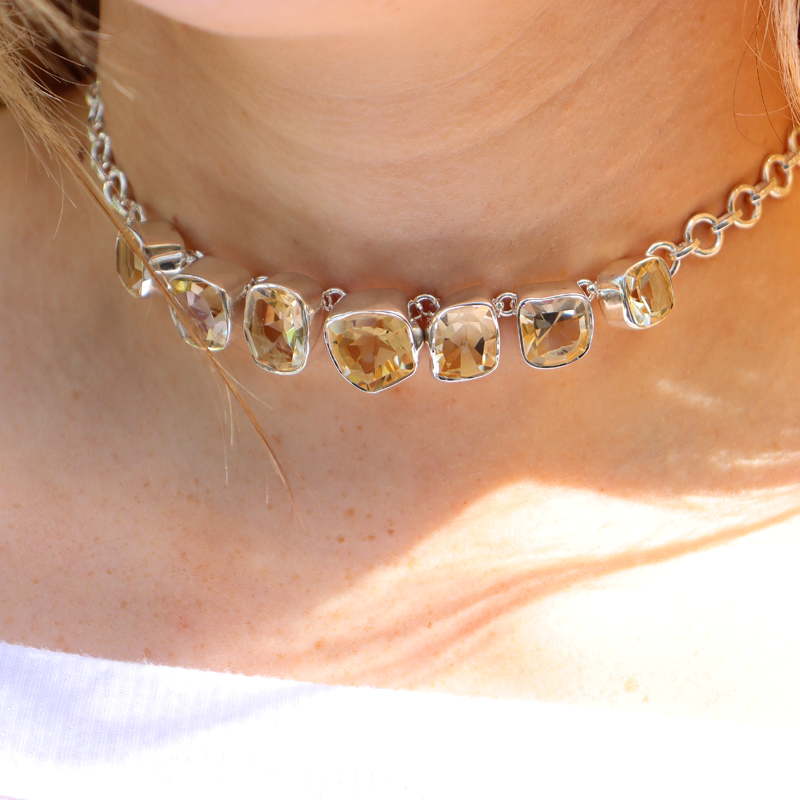 citrine sterling silver gemstone necklace