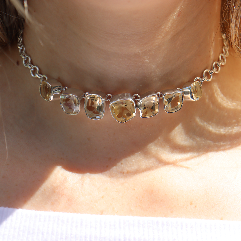 citrine sterling silver gemstone necklace