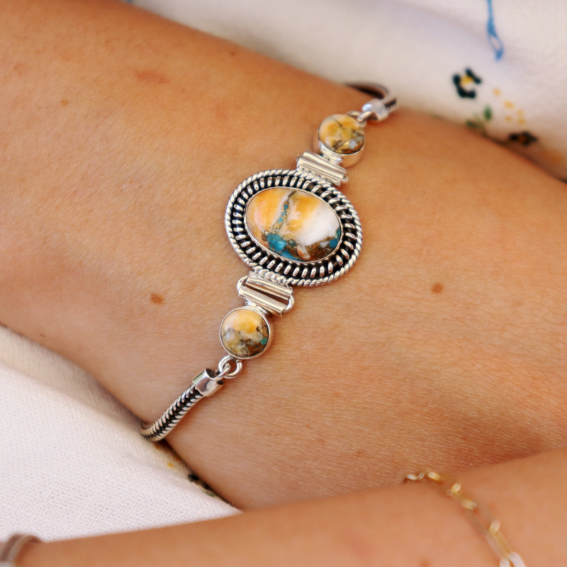 oyster turquoise sterling silver gemstone bracelet