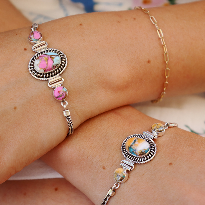 oyster turquoise sterling silver gemstone bracelet