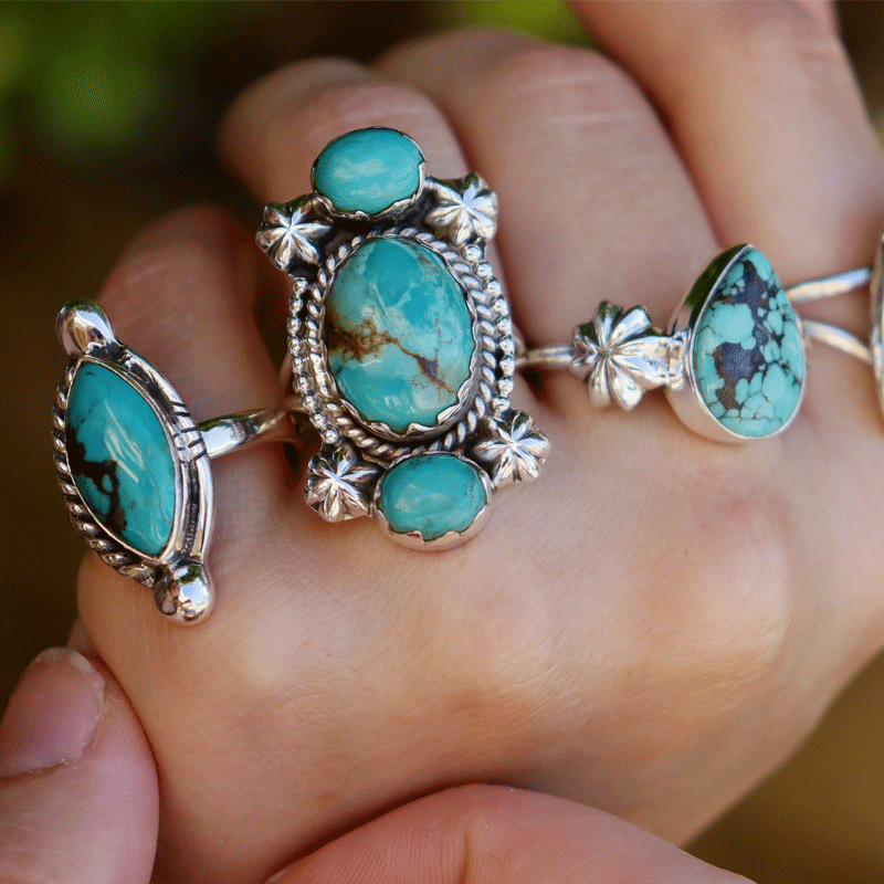navarjo turquoise sterling silver gemstone ring