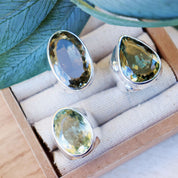 big green amethyst silver ring