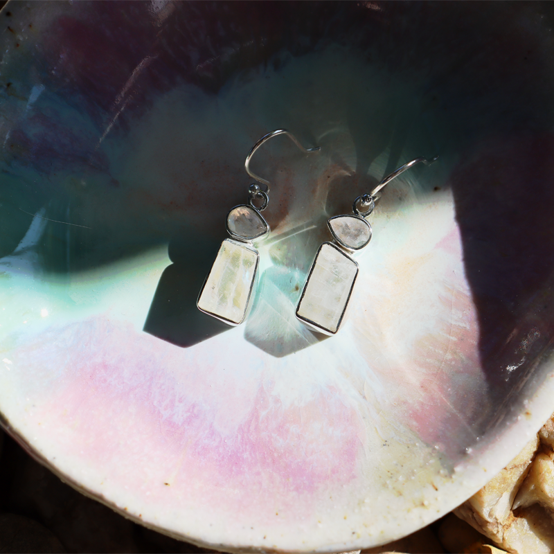 moonstone sterling silver gemstone earrings