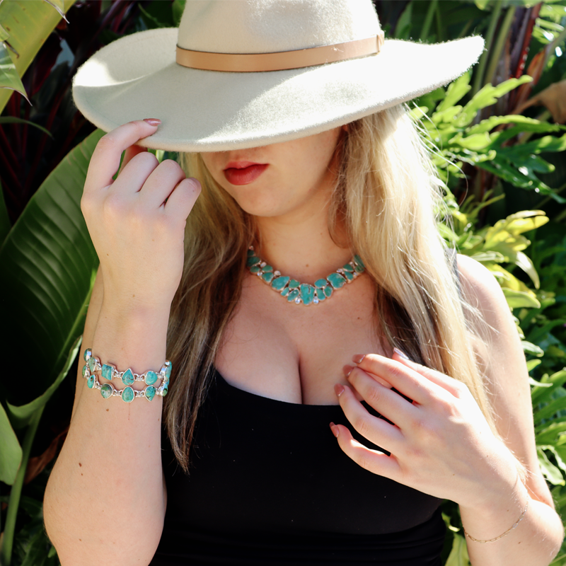 turquoise gemstone sterling silver bracelet