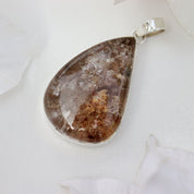 teardrop garden quartz silver gemstone pendant