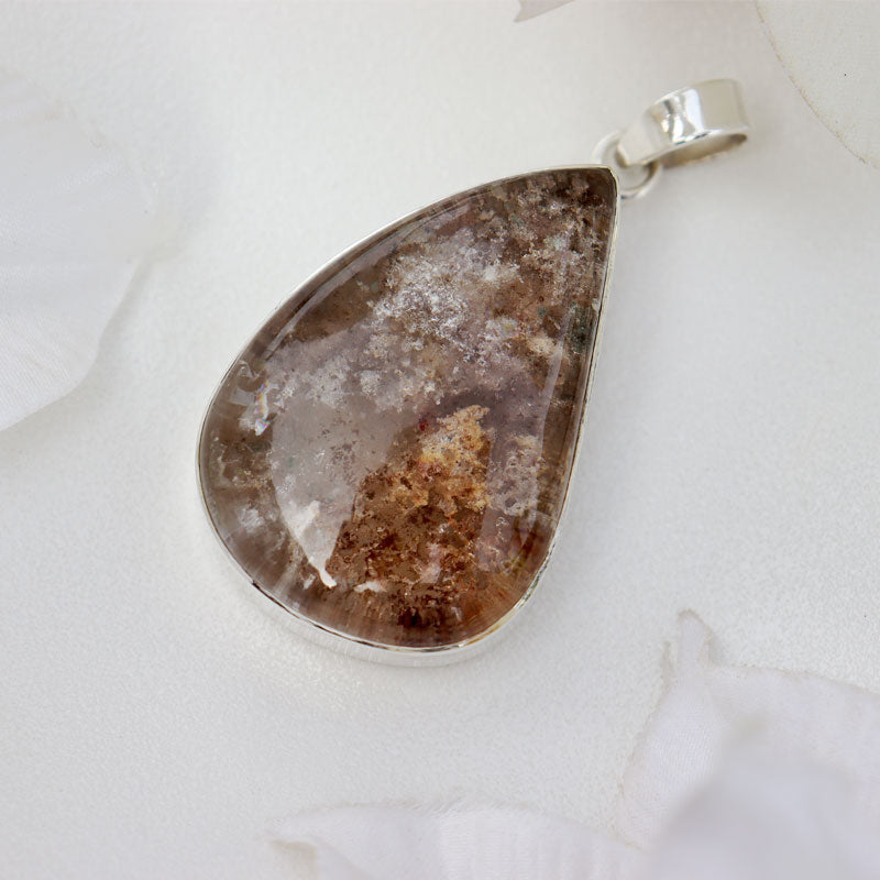 teardrop garden quartz silver gemstone pendant