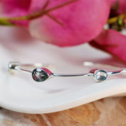 blue topaz silver gemstone bangle cuff