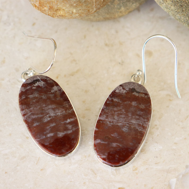 red jasper silver gemstone earrings