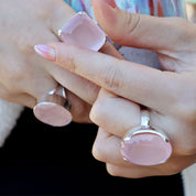 chunky oval silver gemstone ring