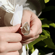 rutilated quartz silver gemstone ring