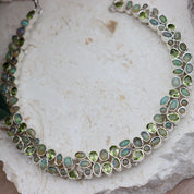 opal peridot silver gemstone necklace