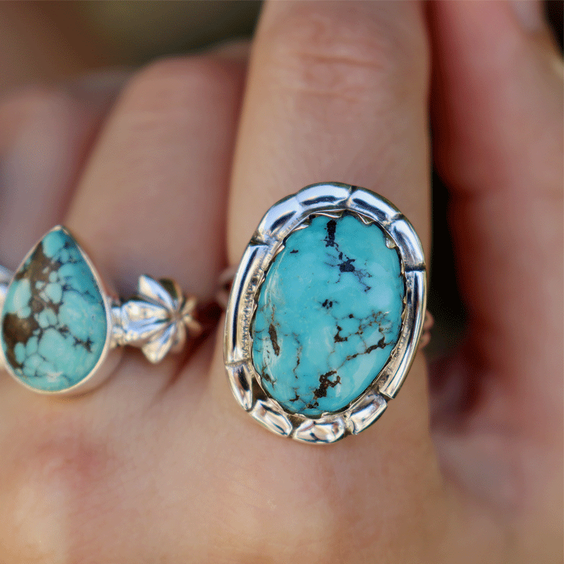 navajo turquoise sterling silver gemstone ring